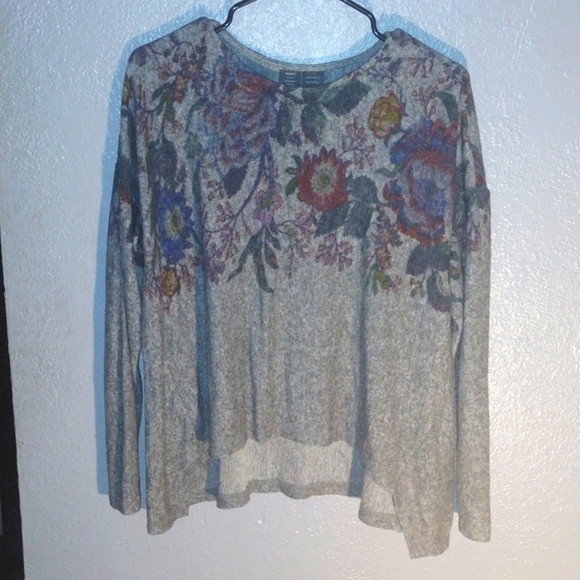 Anthropology Saturday Sunday Floral Pullover Top Gray Soft Cozy XS - Picture 1 of 5
